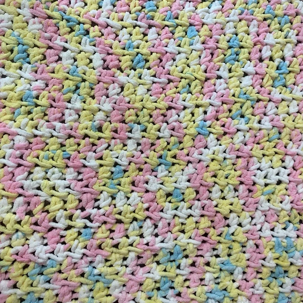 Baby Afghan Blanket Granny Square Pastel Pink/Blue/Yellow/White Hand Made 32x32